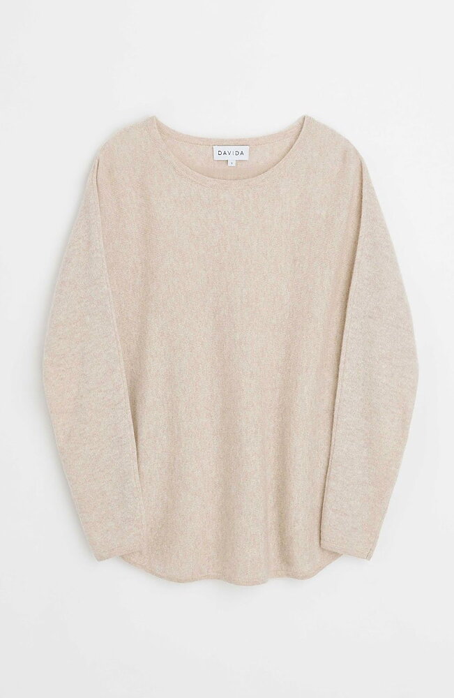 Kashmirjumper curved ljusbeige
