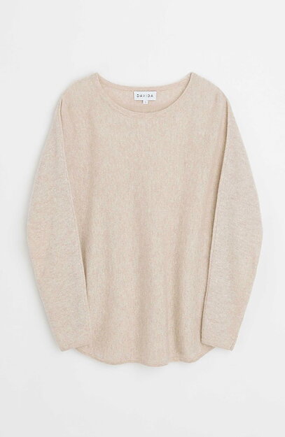 Kashmirjumper curved ljusbeige