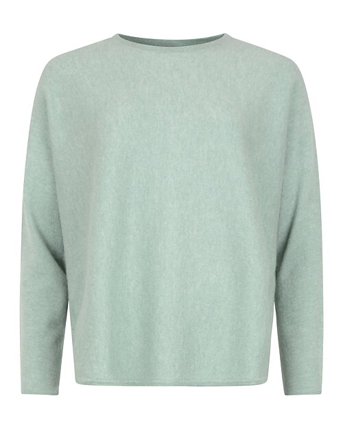 Kashmirjumper curved sage-grön