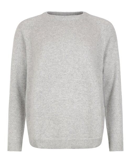 Kashmirjumper raglan curved ljusgrå