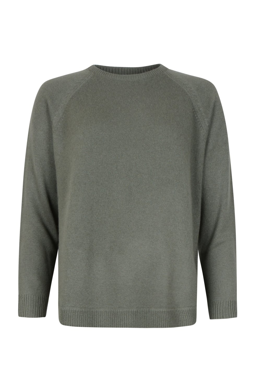 Kashmirjumper raglan curved grön
