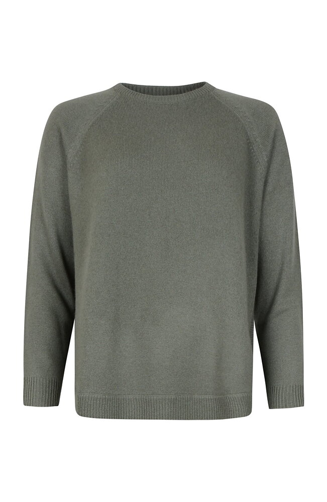 Kashmirjumper raglan curved grön