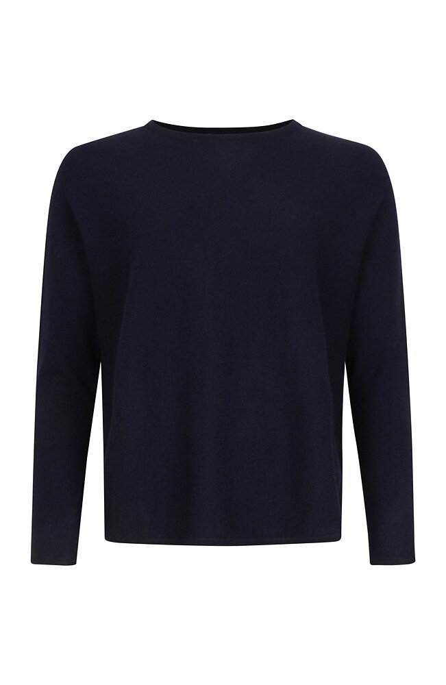 Kashmirjumper curved marinblå