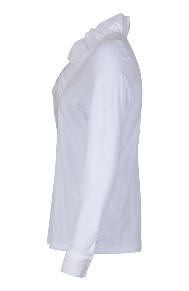 Blus med volangkrage vit