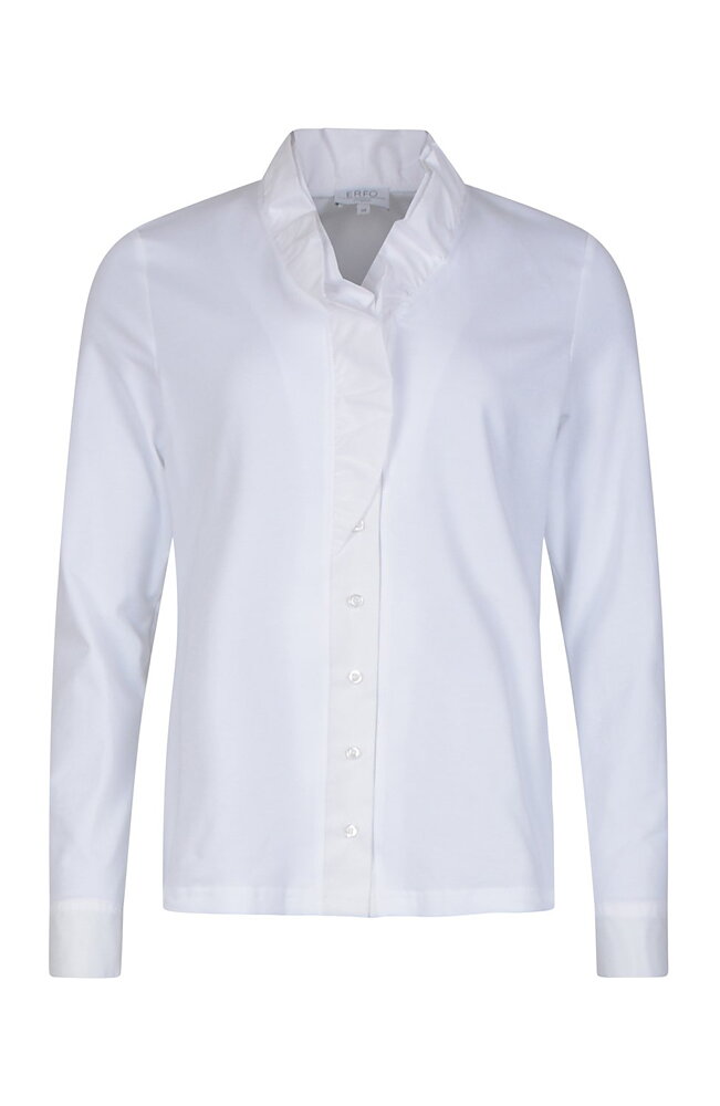 Blus med volangkrage vit