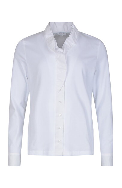 Blus med volangkrage vit
