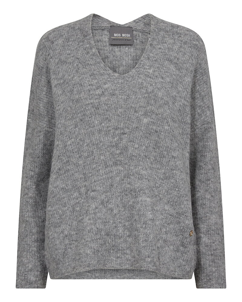 Jumper Thora v-ringad gråmelerad