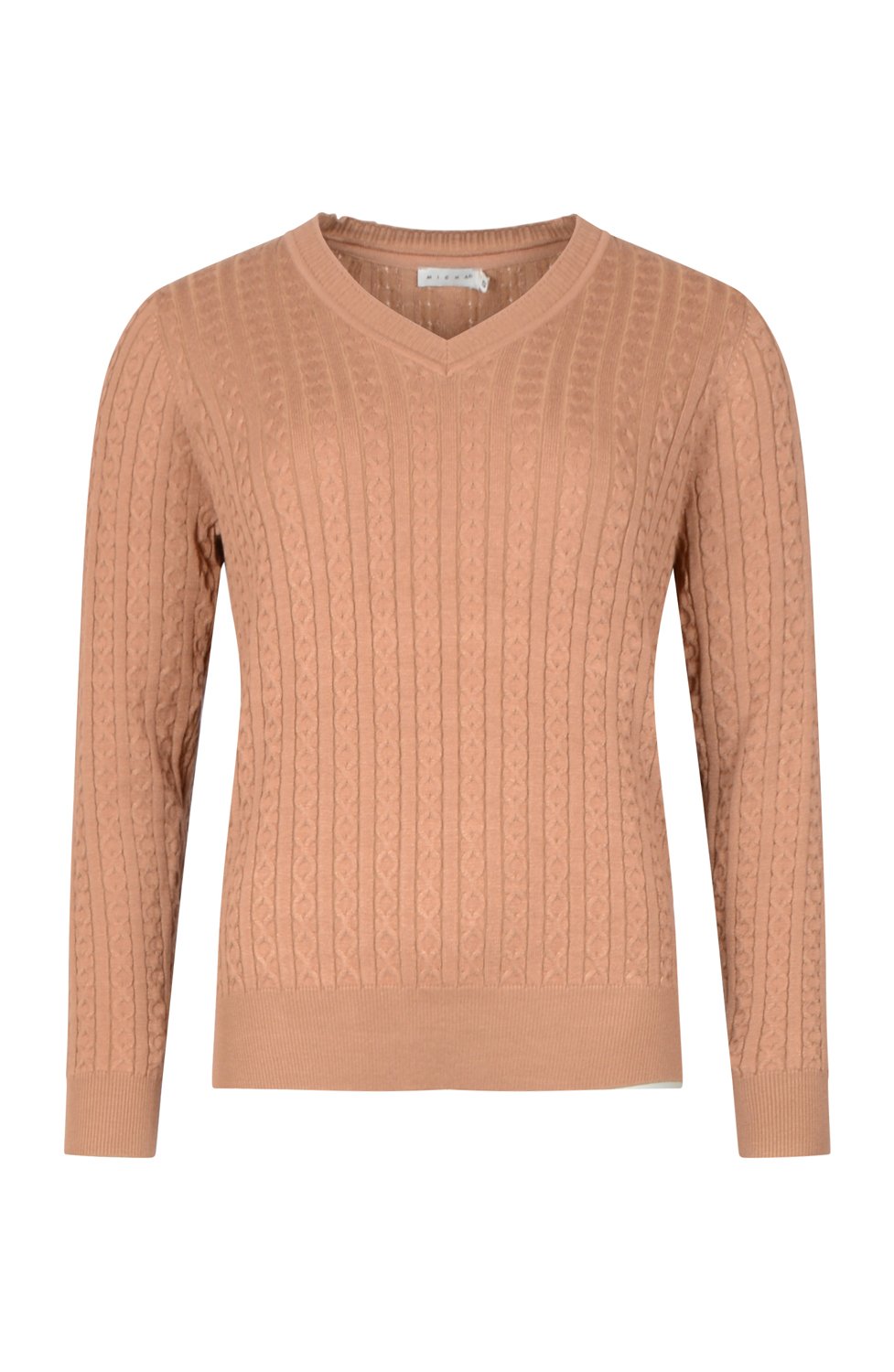 Jumper kabelstickad cognac