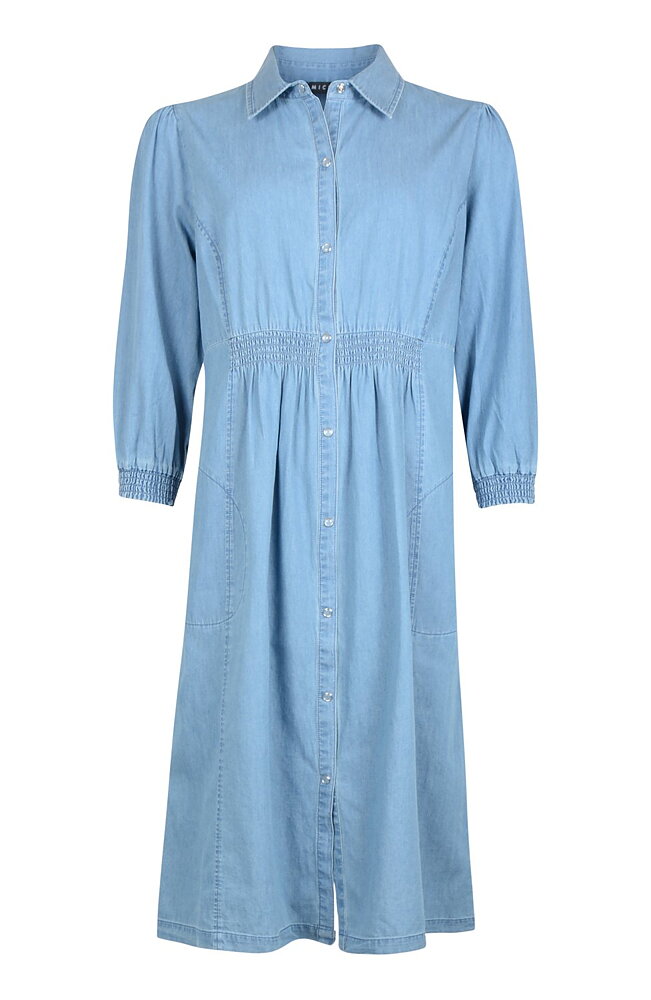Skjortklänning med smock jeansblå