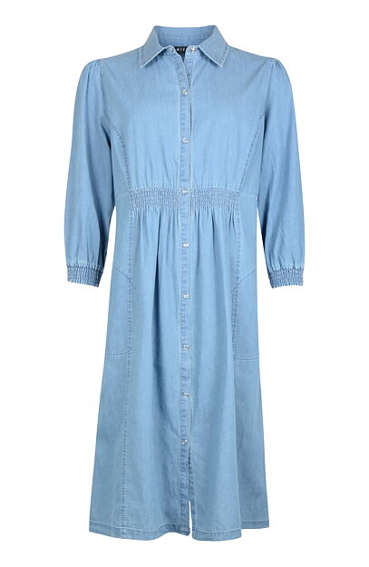 Skjortklänning med smock jeansblå