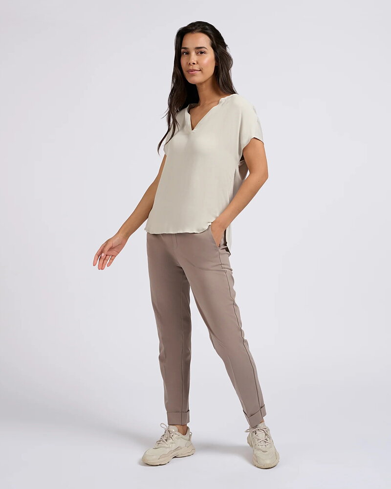 Blus v-ringad holkärm grå-beige
