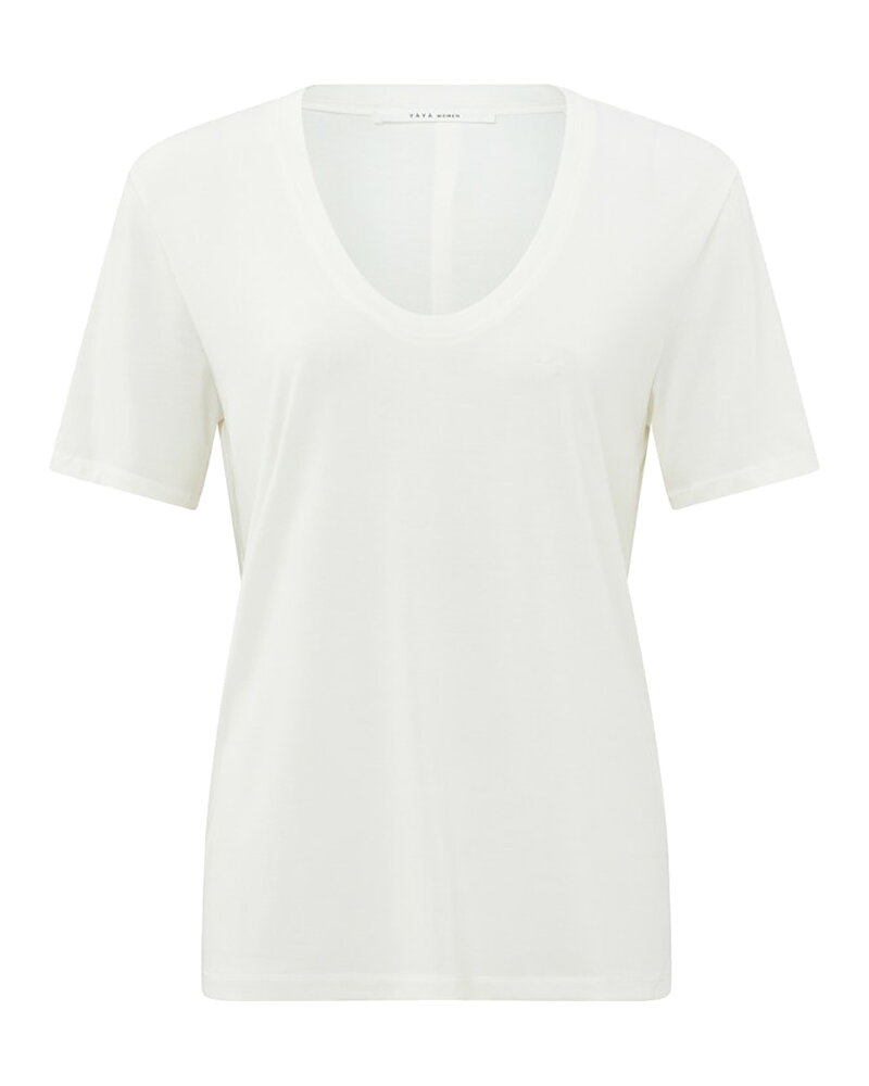 Topp rundad v-ringning offwhite