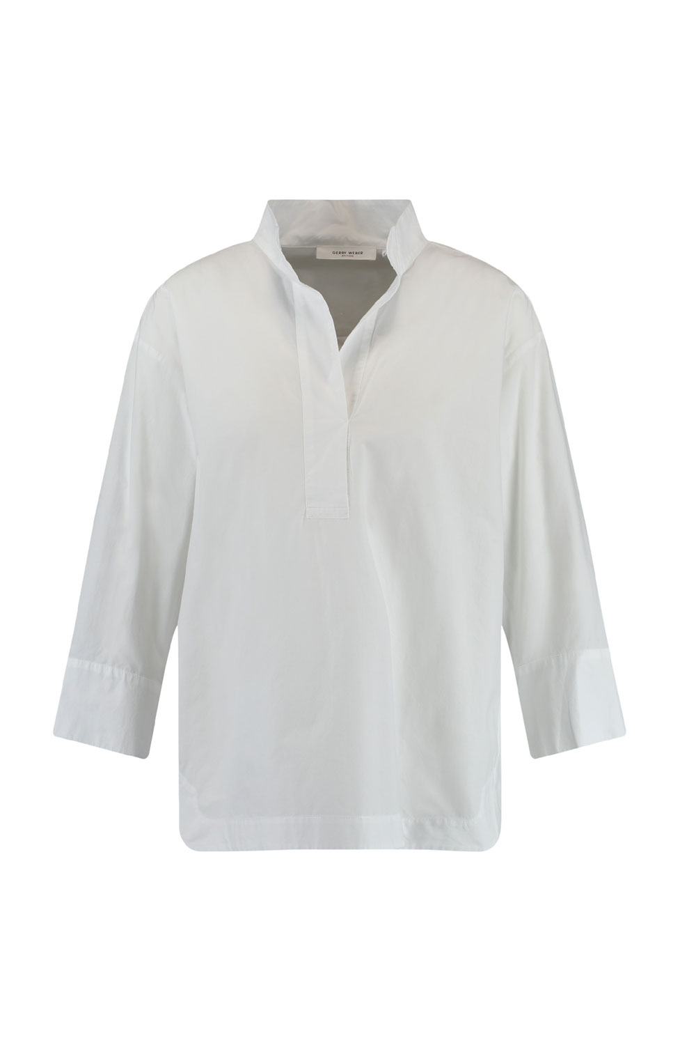 Bomullsskjorta med ståkrage & slits vit