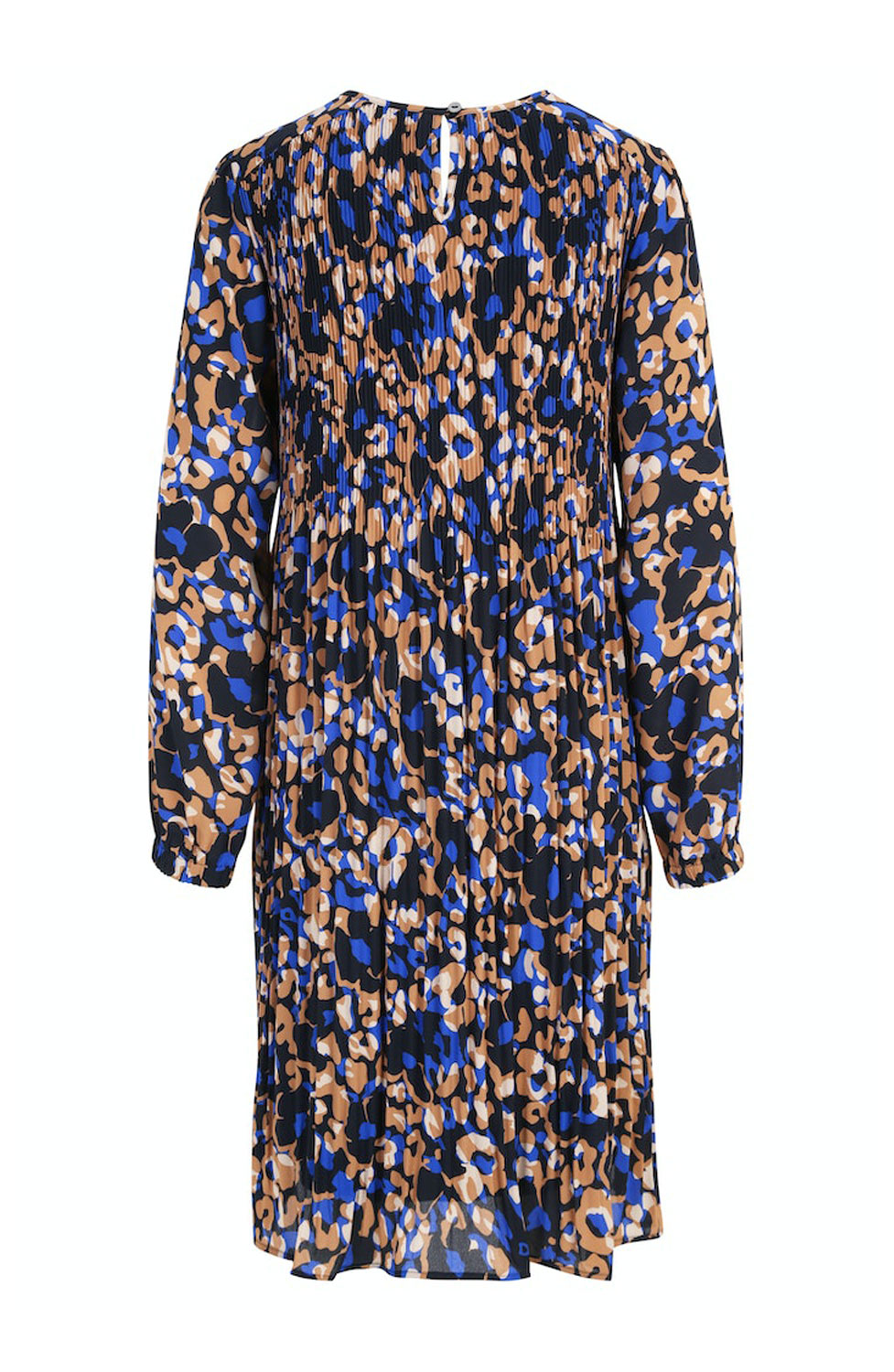 Klänning plisserad kornblå/beige/svart - 3