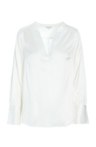 Sidenblus Jennifer offwhite v-ringad
