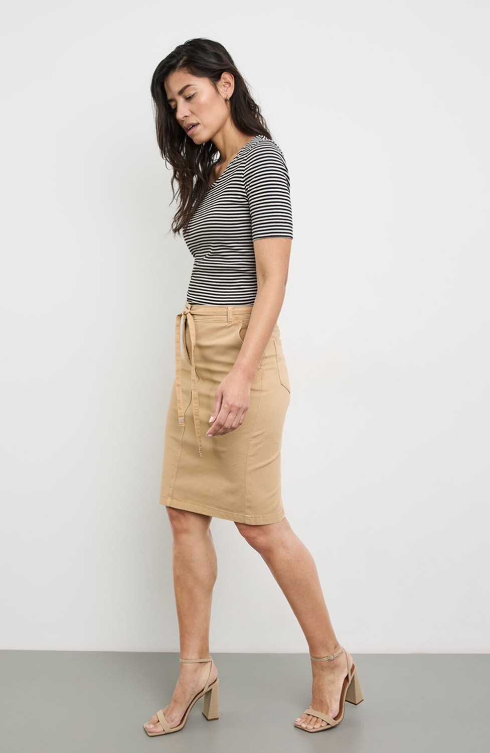 Kjol bomull/lyocell beige - 2