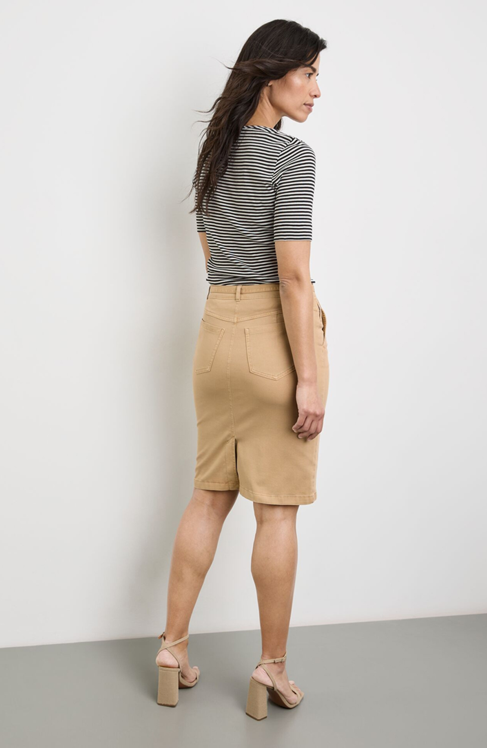Kjol bomull/lyocell beige - 3