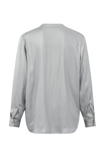 Blus grå satain v-ringad - 2