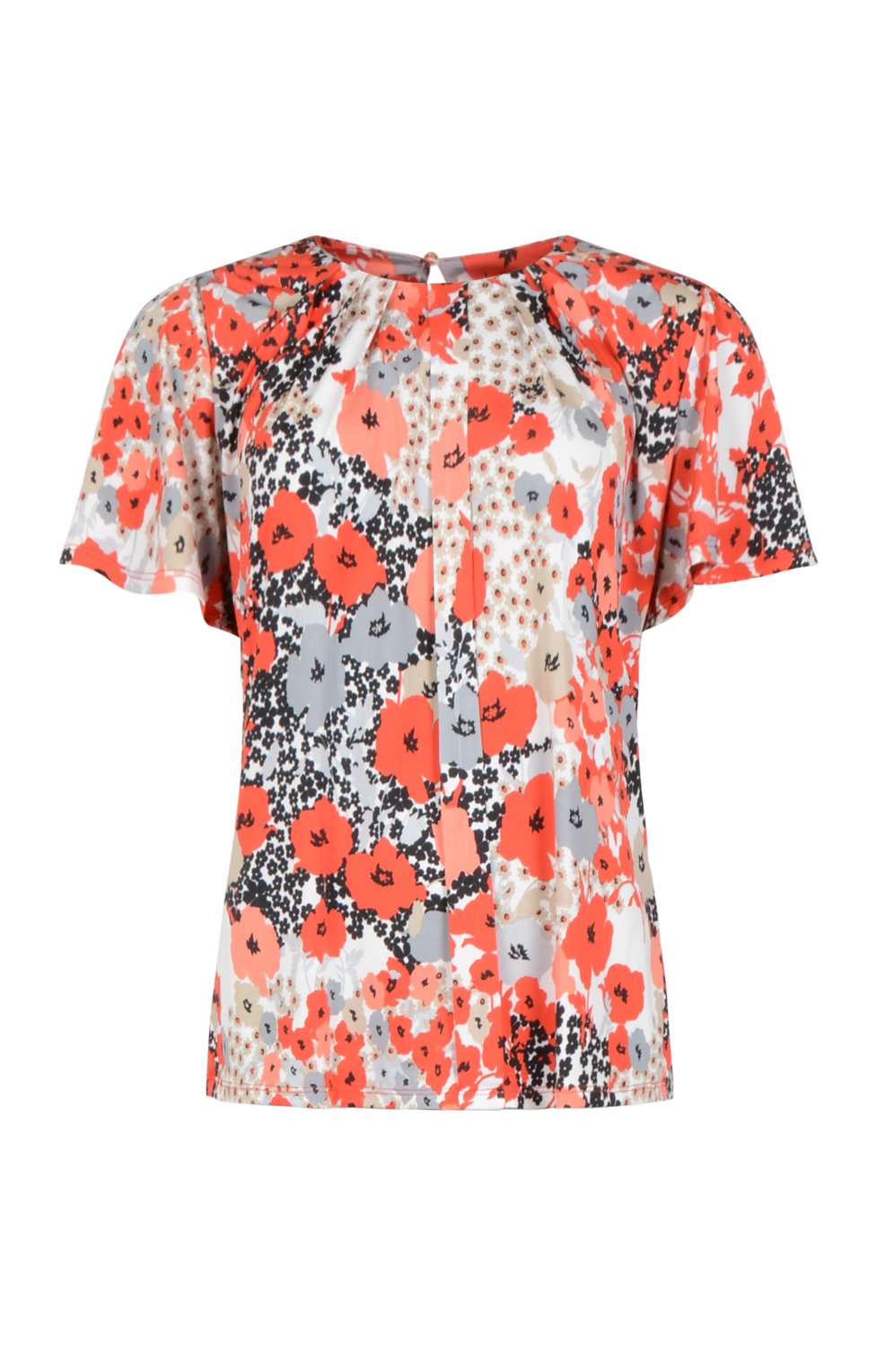 Topp Marcia röd/svart/beige blommig