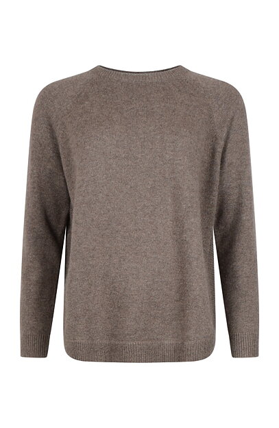 Kashmirjumper raglan curved brun