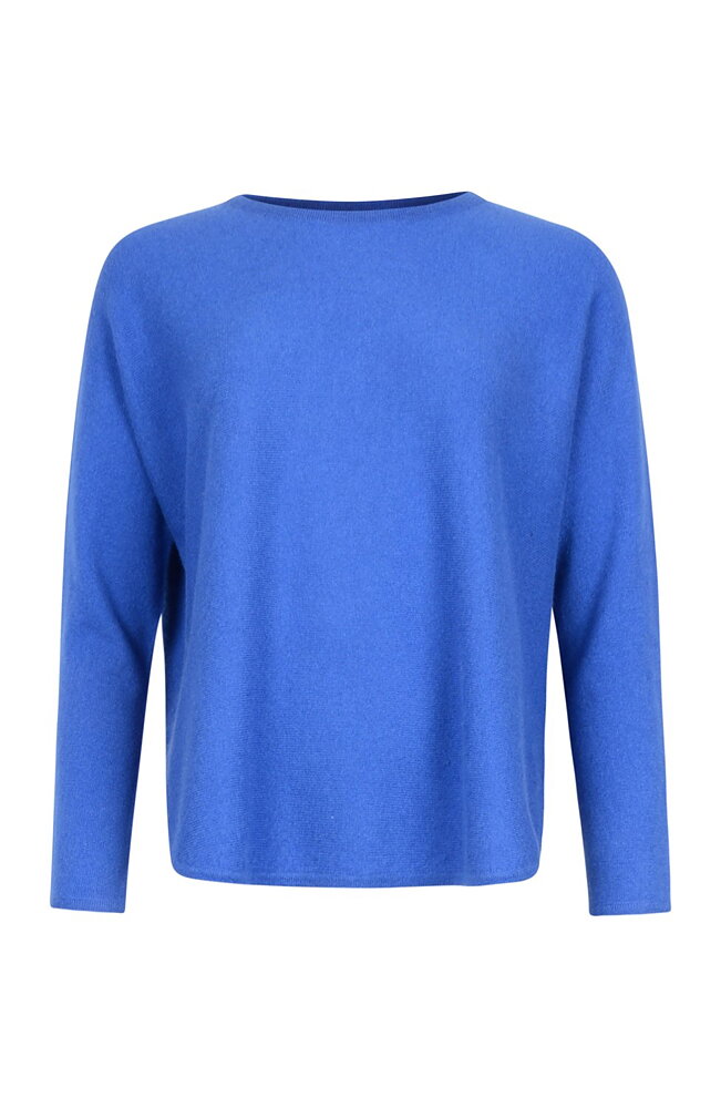 Kashmirjumper curved kornblå