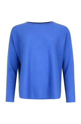 Kashmirjumper curved kornblå