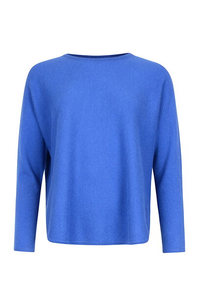 Kashmirjumper curved kornblå
