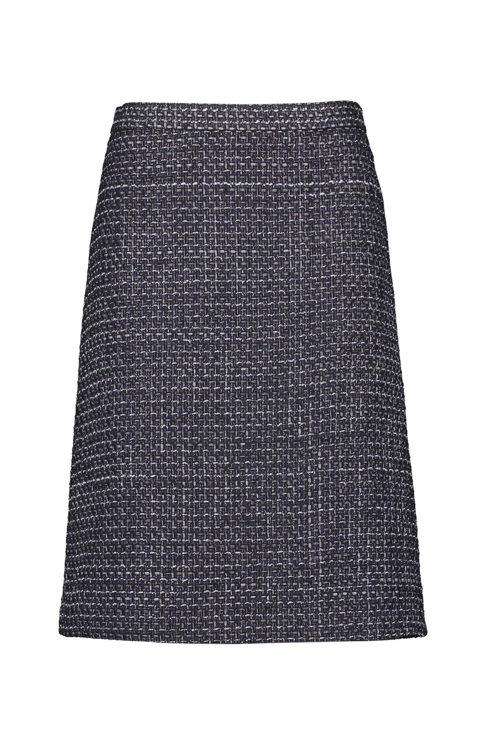 Kjol rak boucle blå/svart/lurex