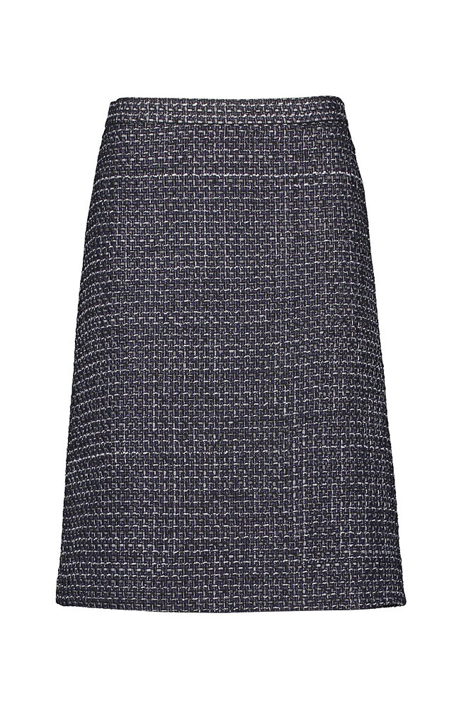 Kjol rak boucle blå/svart/lurex