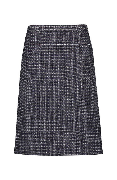 Kjol rak boucle blå/svart/lurex
