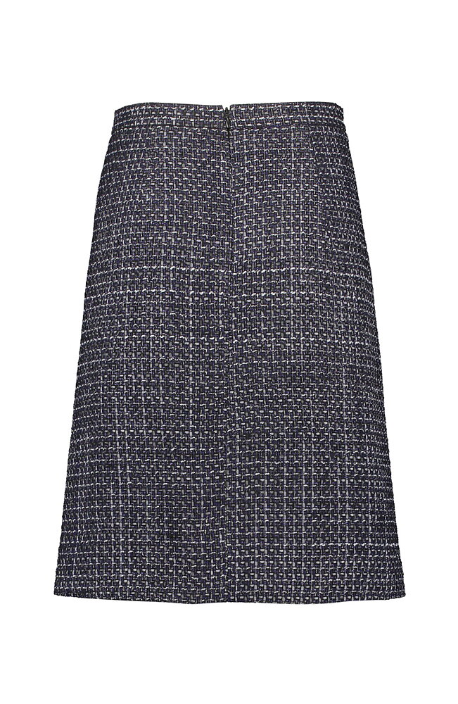 Kjol rak boucle blå/svart/lurex