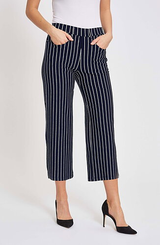 Mirakelbyxa Donna cropped blå/vit randig