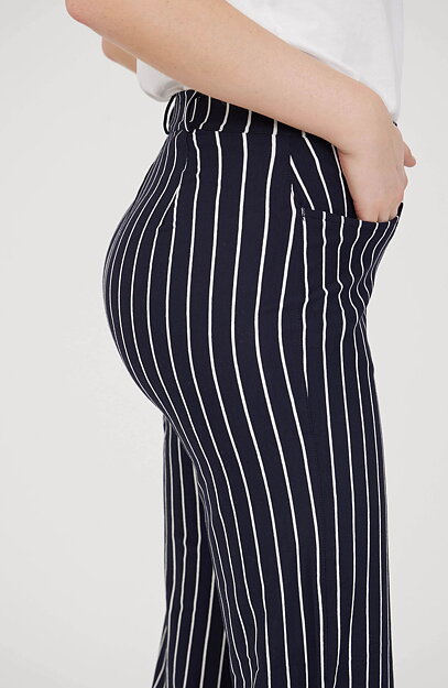 Mirakelbyxa Donna cropped blå/vit randig - 4
