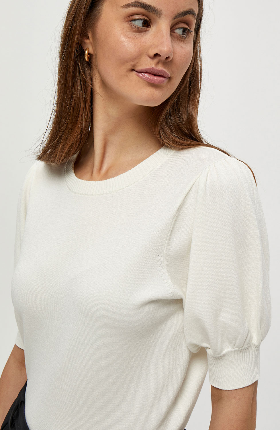 Topp Liva stickad kort ärm offwhite - 3