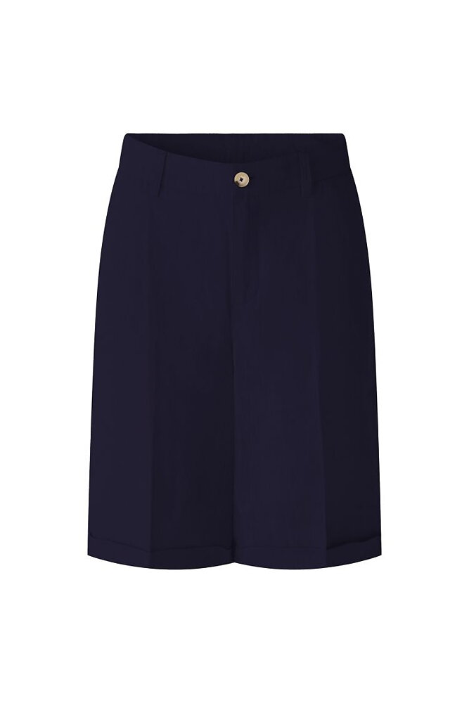 Linneshorts med uppvik marinblå