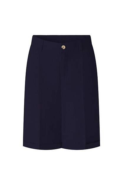 Linneshorts med uppvik marinblå