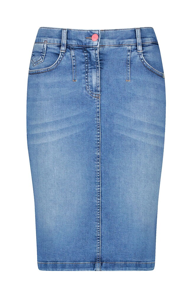 Jeanskjol mellanblå denim med fickor