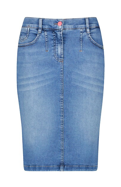 Jeanskjol mellanblå denim med fickor - 2