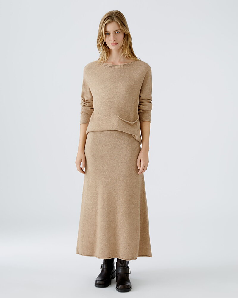 Jumper ullblandning ficka fram beige