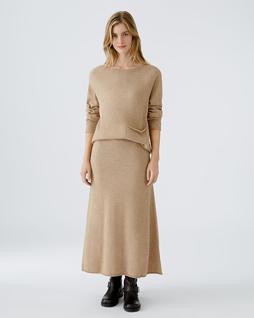 Jumper ullblandning ficka fram beige