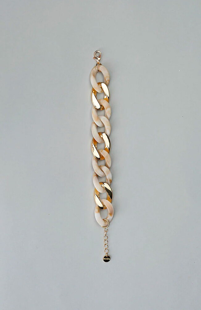Armband Big Chain beige med guld