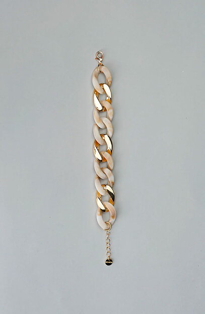 Armband Big Chain beige med guld