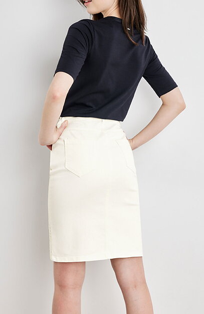 Jeanskjol blomma offwhite - 3