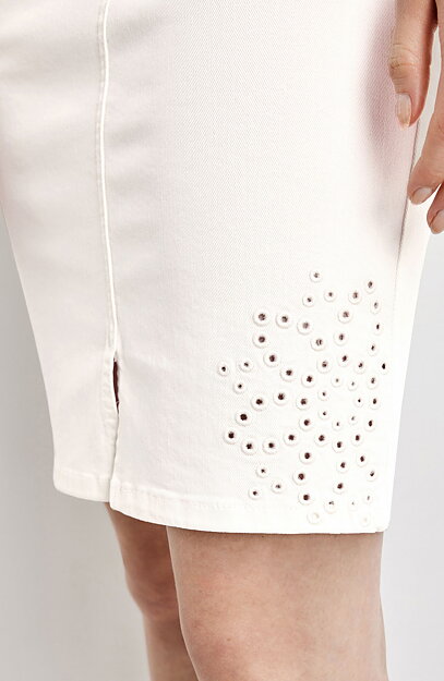 Jeanskjol blomma offwhite - 2