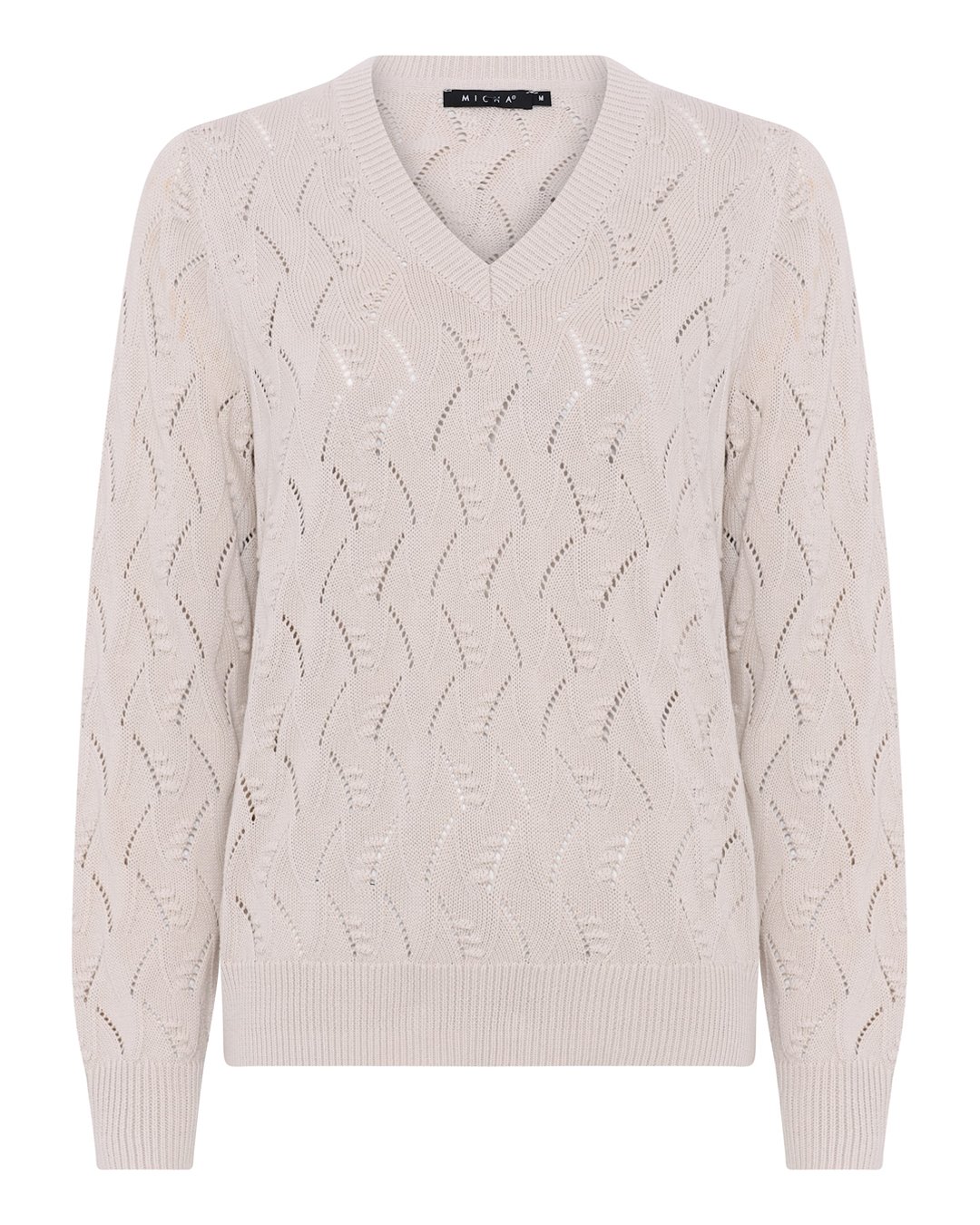 Jumper v-ringad mönstersickad beige