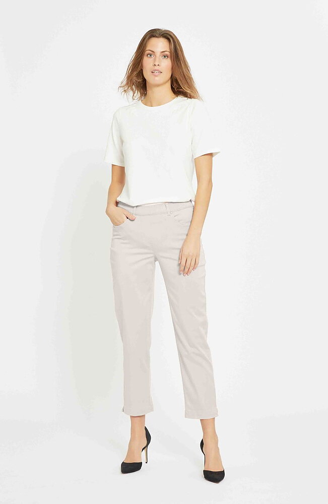 Mirakelbyxa Hannah regular cropped grey-sand