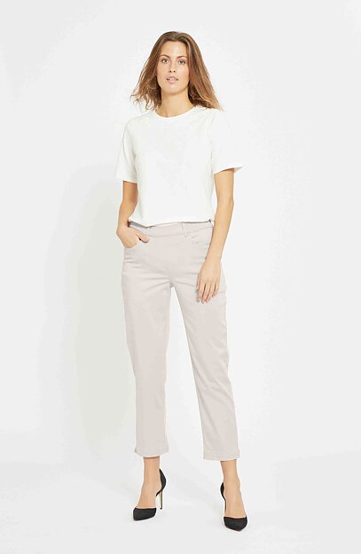 Mirakelbyxa Hannah regular cropped grey-sand