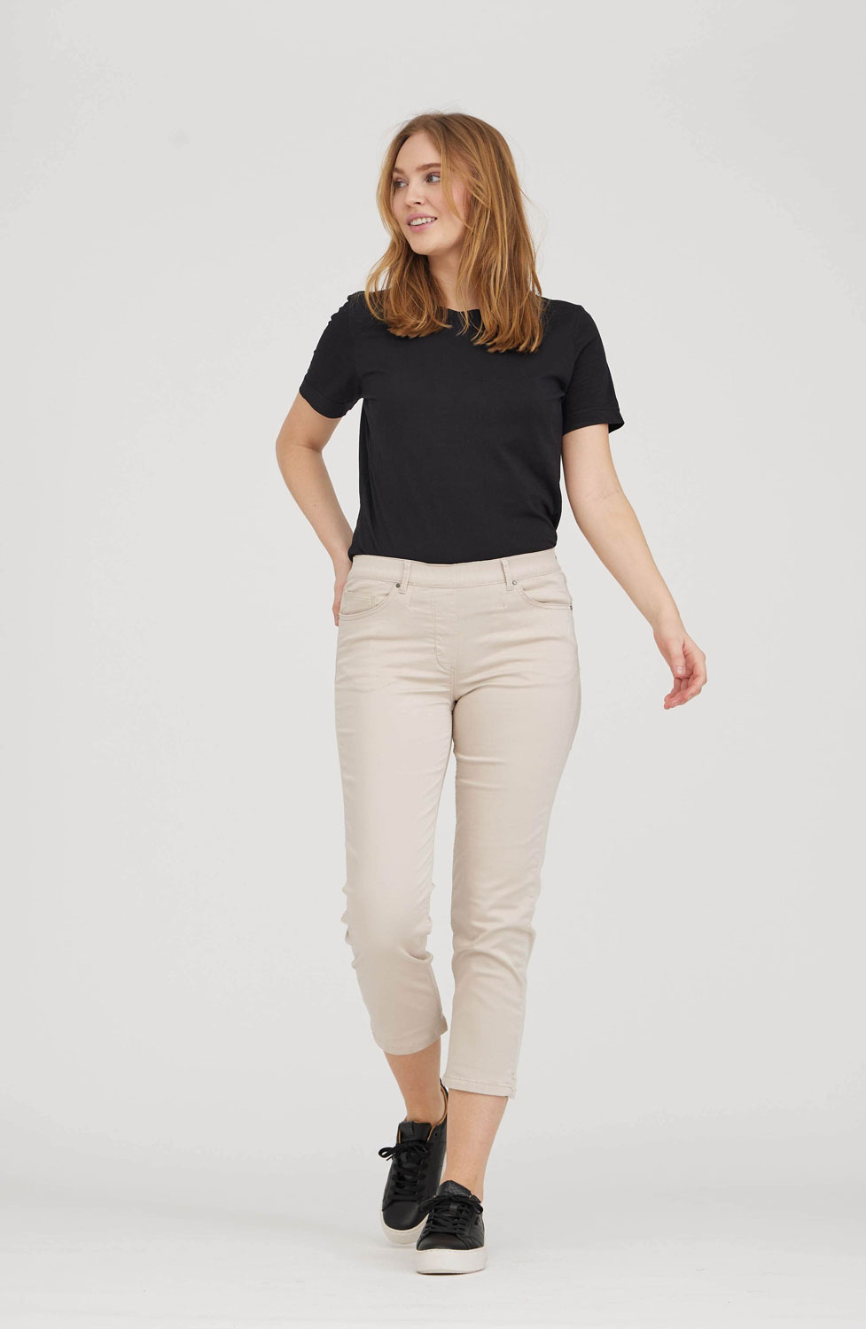 Mirakelbyxa Hannah regular cropped grey-sand - 4