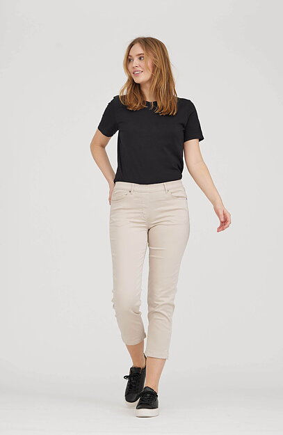 Mirakelbyxa Hannah regular cropped grey-sand - 4