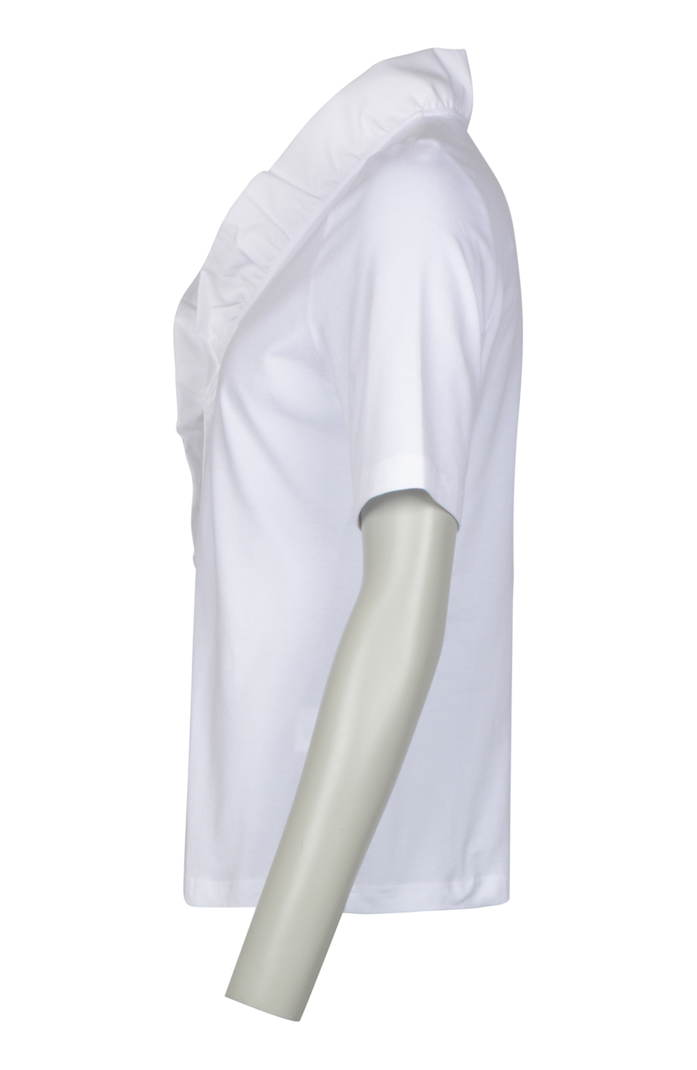Jerseyblus kort ärm volangkrage vit - 2